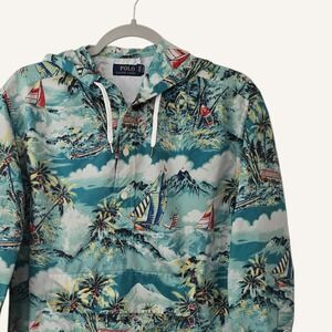 Polo Ralph Lauren Womens Tropical Sailboat Print Hooded Anorak Jacket XS